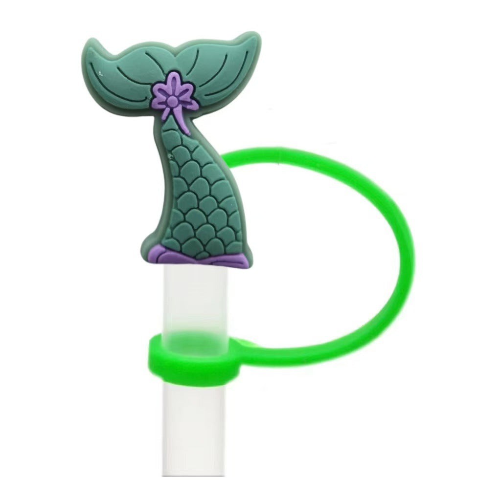 Wholesale 10pcs Cute Mermaid Cartoon Silicone Straw Cap