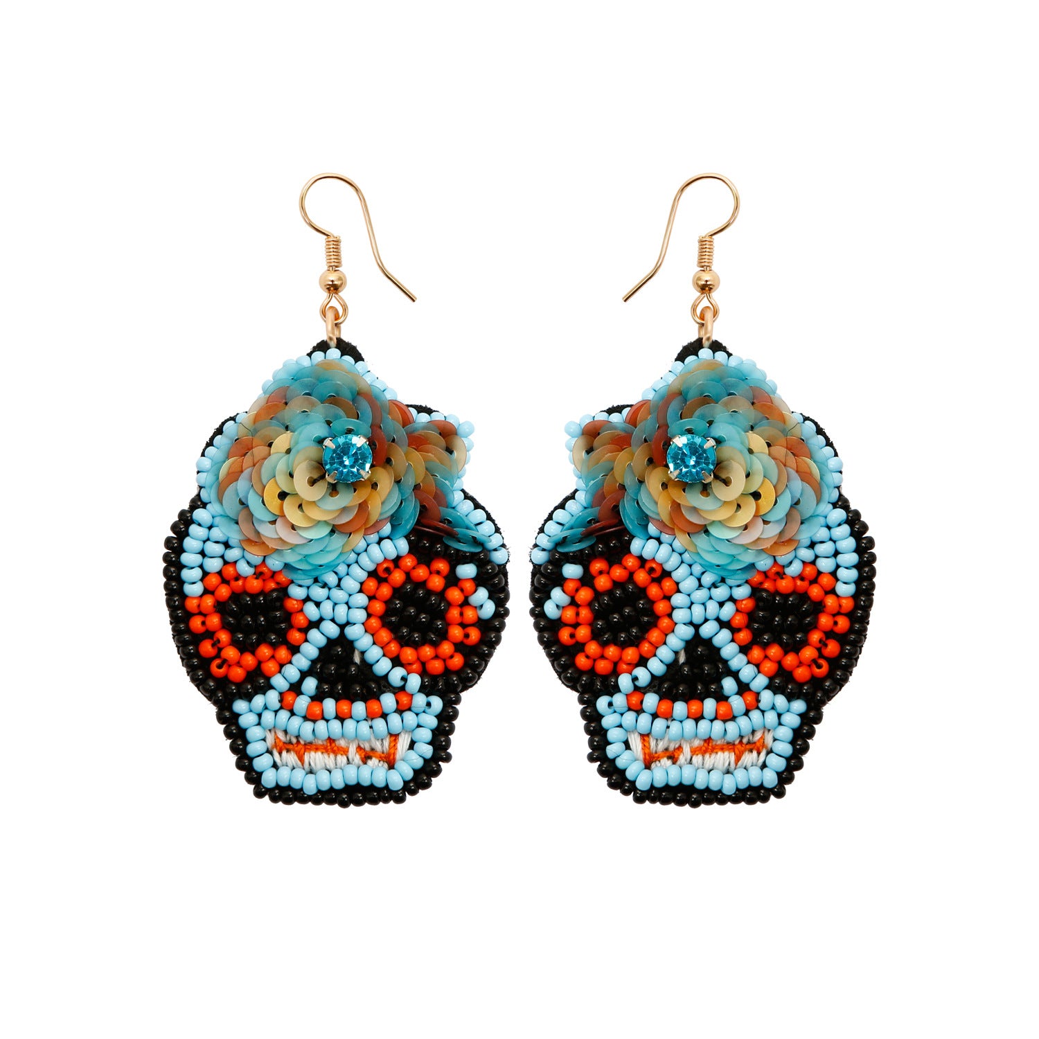 Wholesale DIY Hand-woven Beaded Skull Null Earrings
