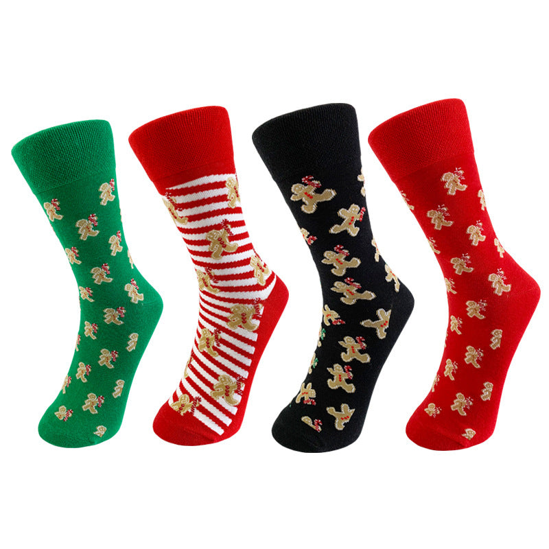 Wholesale Autumn Christmas Tree Elk Middle Tube Cotton Socks