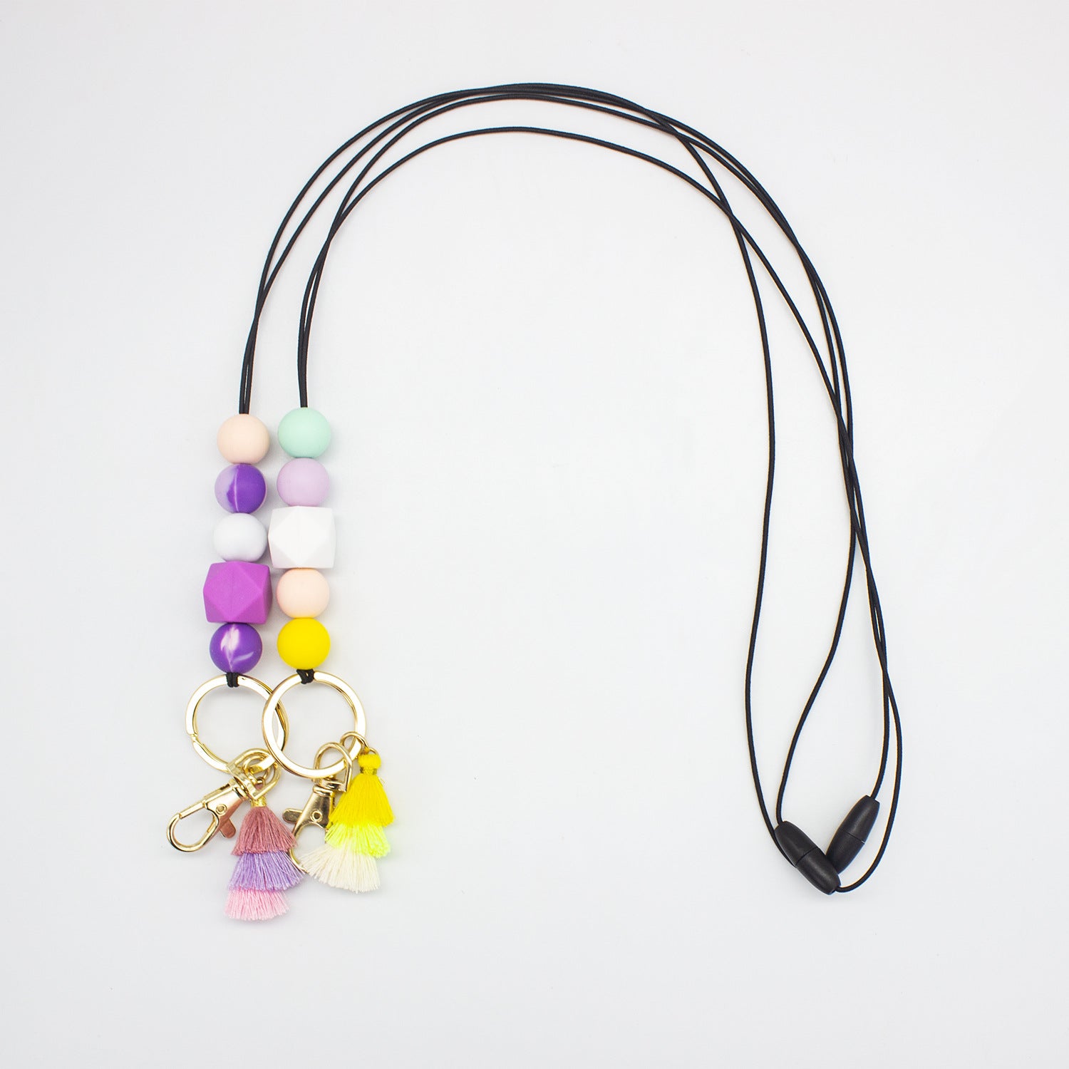 Wholesale Cartoon Silicone Soft Glue Beaded Tassel Lanyard Keychain