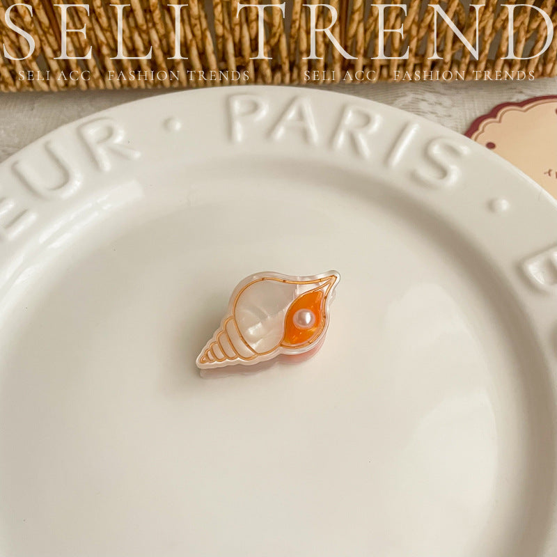 Wholesale Ocean Series Whale Conch Pearl Acetate Clip