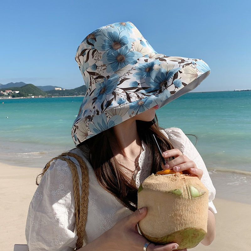 Wholesale Cotton Summer Big Brim Sunshade Bucket Hat