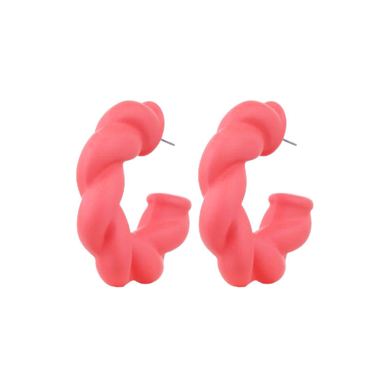 Wholesale Gut Simple Solid Color Commuter C Shape Twist Acrylic Earrings