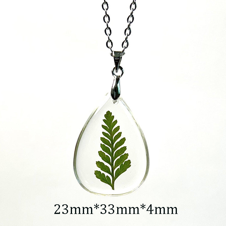 Wholesale 12pcs Fashionable All-match Dried Flower Specimen Plant Resin Necklace