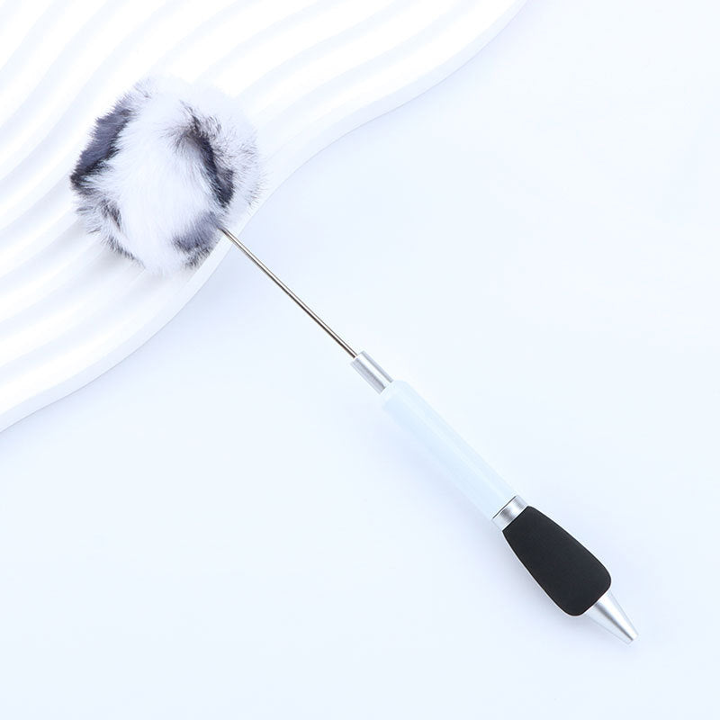 Wholesale 50pcs DIY Hair Ball Cute Girl Heart Furry Cute Round Beads Furry Plastic Beads Pen