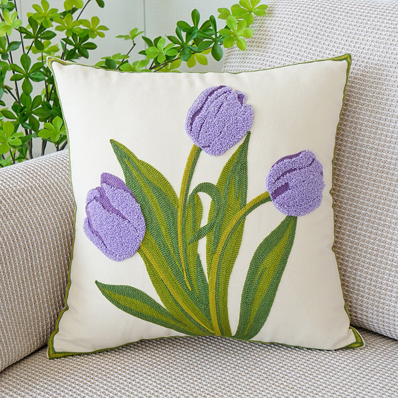 Wholesale Canvas Embroidered Floral Pillowcases