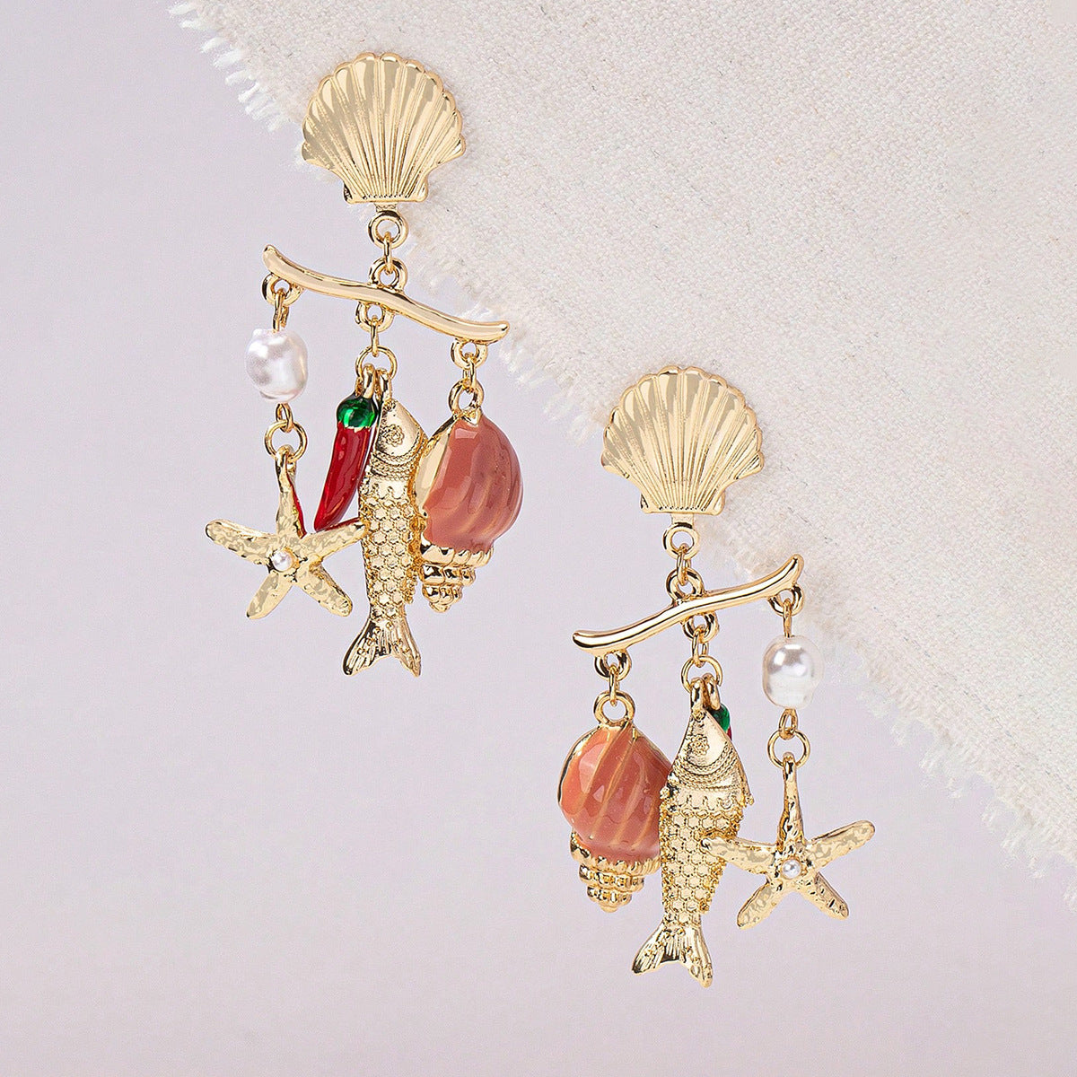 Wholesale Beach-style starfish and Shell Earrings