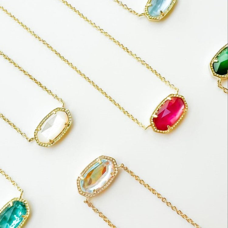 Wholesale January Birthstone Crystal Pendant Necklace Geometric Copper Chain Boutique Resale Jewelry Accessory