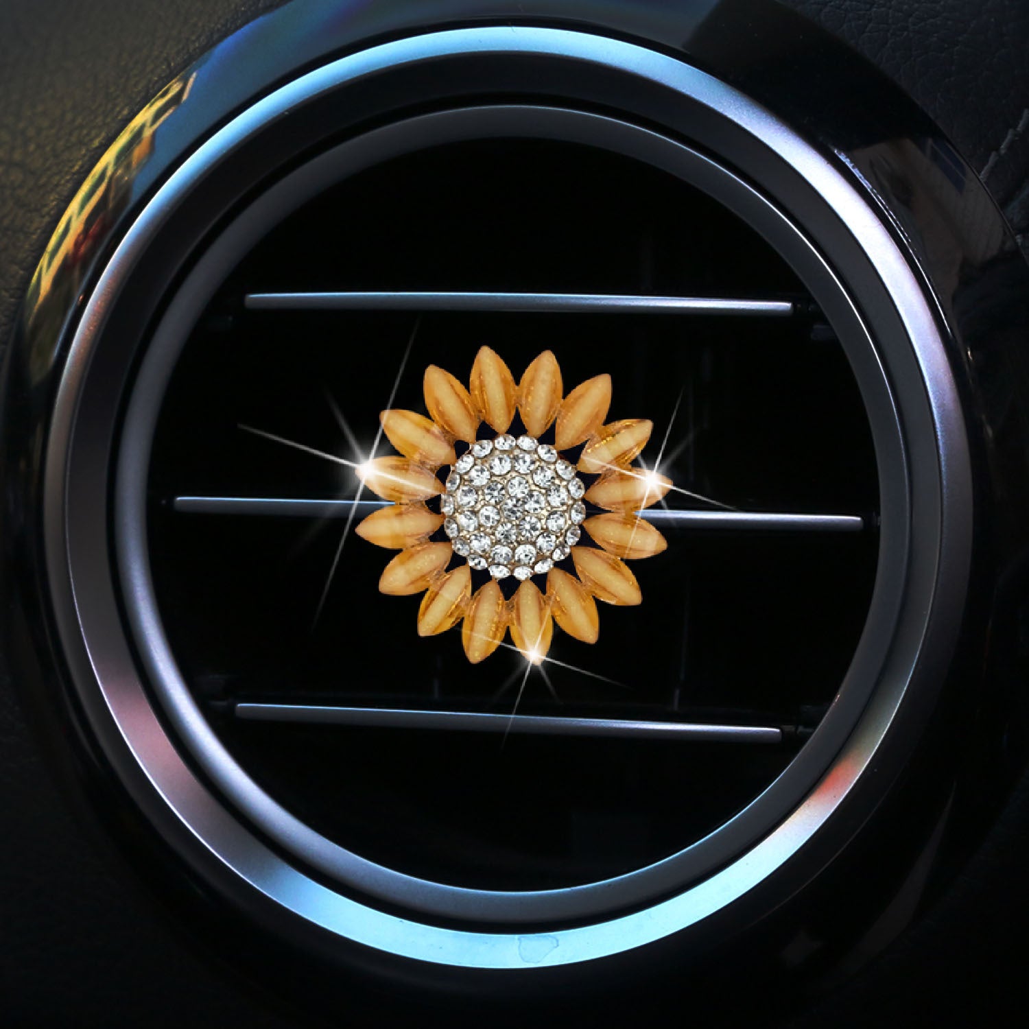 Wholesale Rhinestone Sunflower Car Air Vent Perfume Aromatherapy Clip Sunflower Car Air Conditioning Decoration Supplies