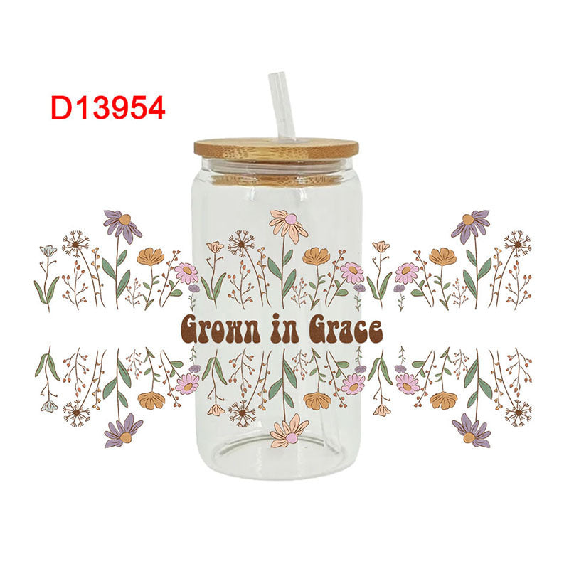 Wholesale Cartoon Cute Plants and Books Theme 16oz Cup UV DTF Wraps