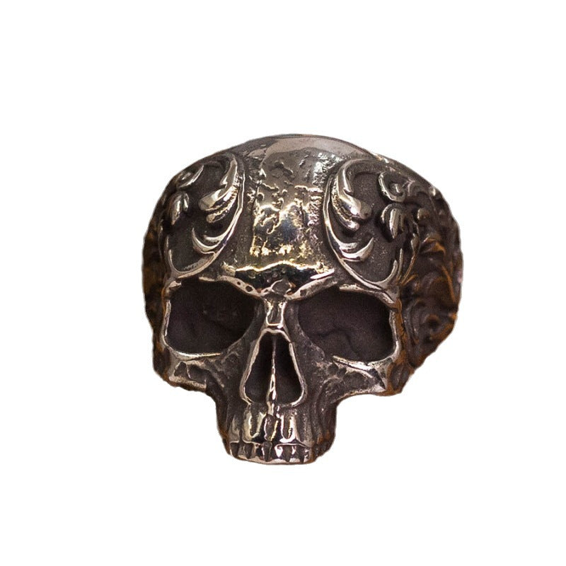 Wholesale Dark Mexican Day of the Dead Retro Old Carved Skull Thai Silver Ring