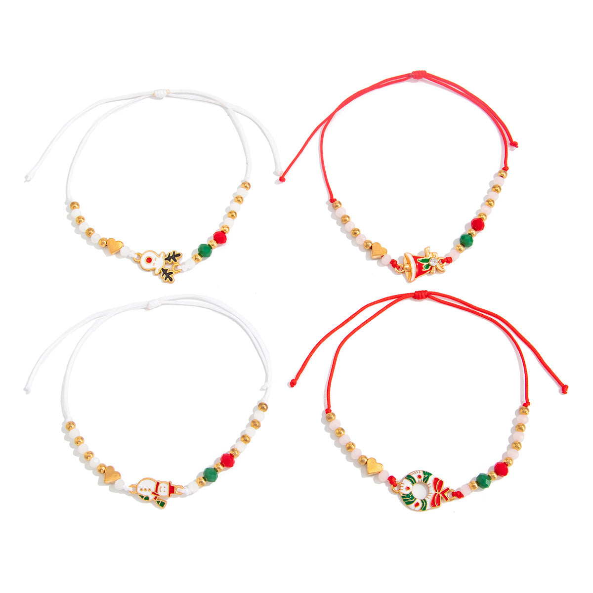 Wholesale Christmas beaded reindeer Layered Bracelet Set