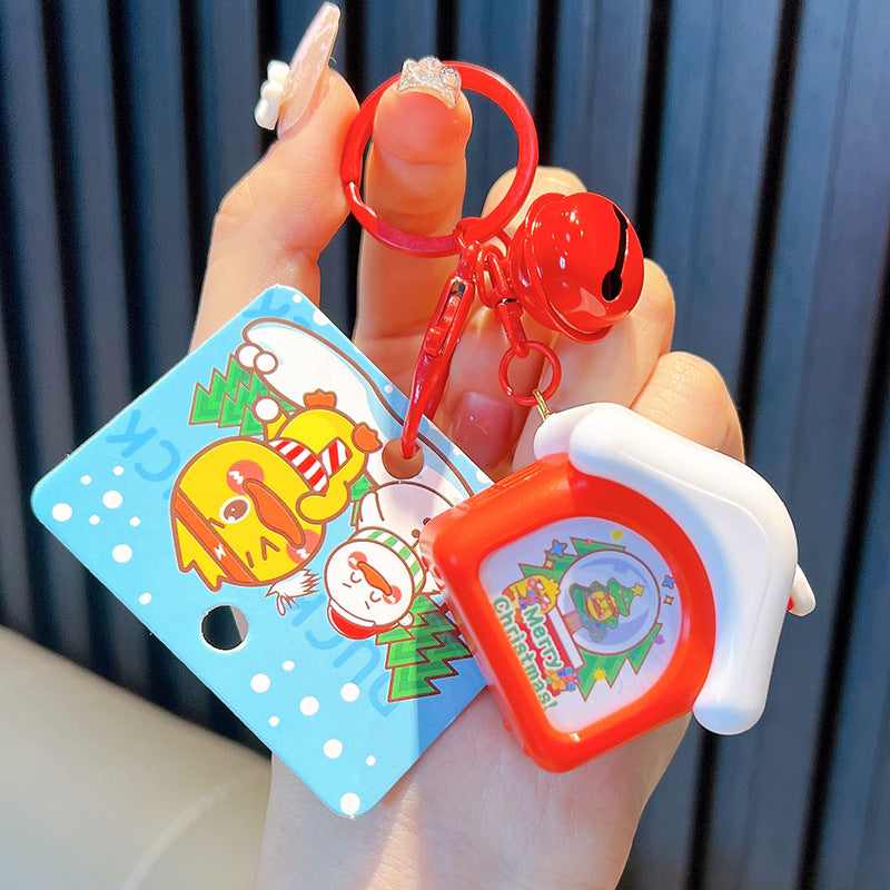 Wholesale Christmas Series Little Yellow Duck Sound Music House Luminous Night Light Keychain