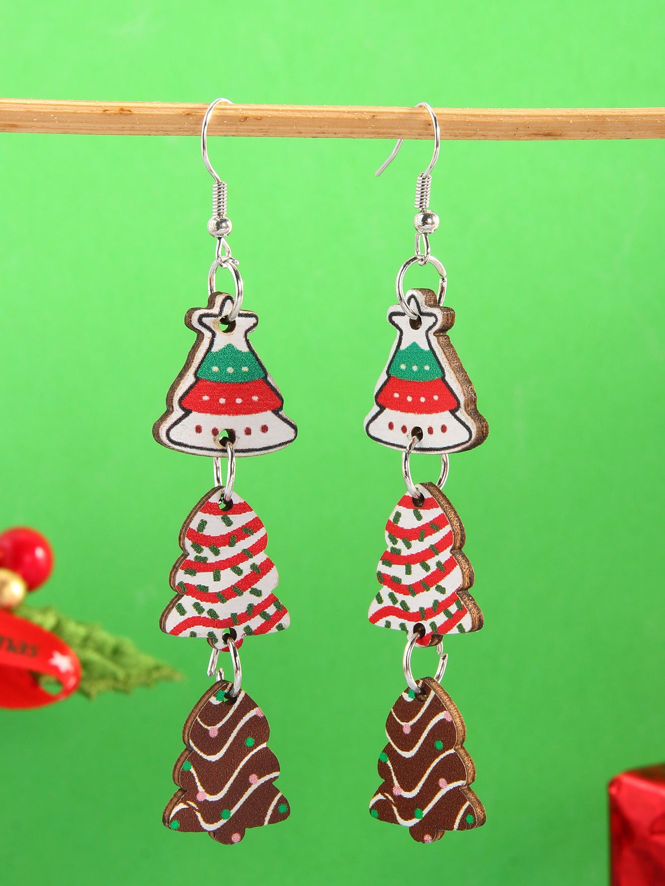 Wholesale Santa Claus Gift Wooden Earrings