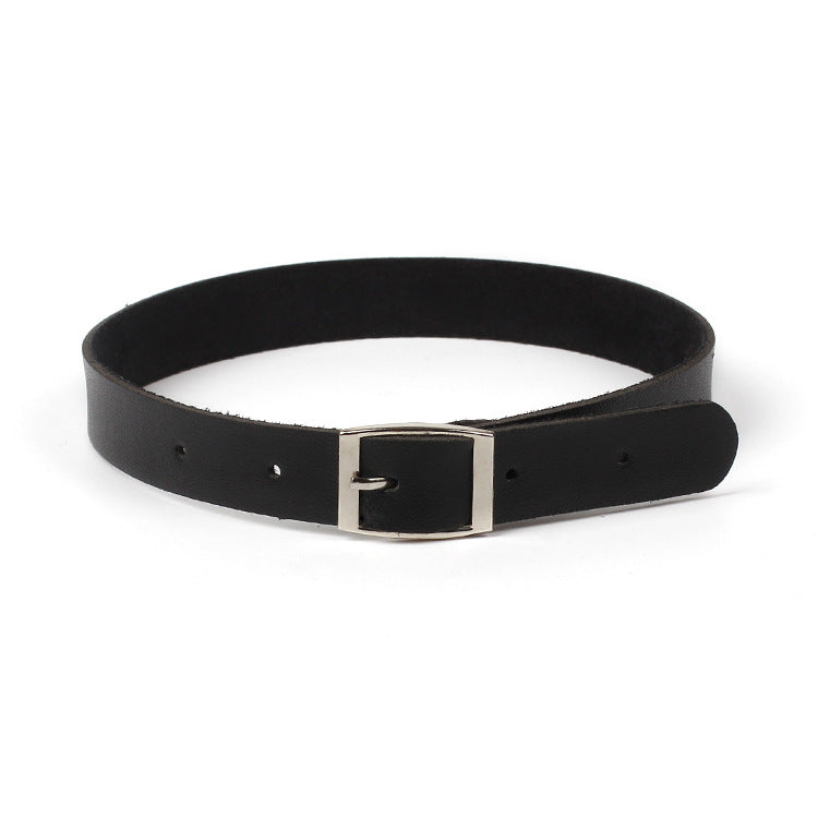 Wholesale Black Punk Choke Geometric Heart Leather Collar
