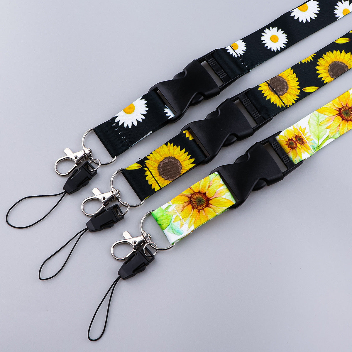 Wholesale Sunflower Card Holder Ribbon Polyester Phone Lanyard Keychain