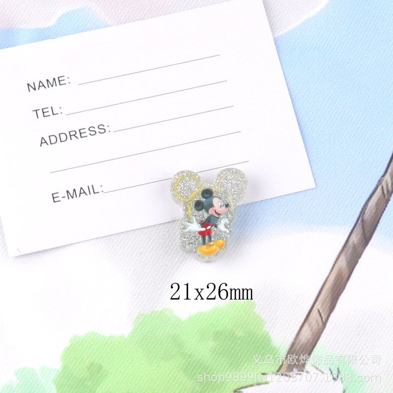 Wholesale 10pcs glitter cartoon straight-hole DIY acrylic beads OLY Exclusive