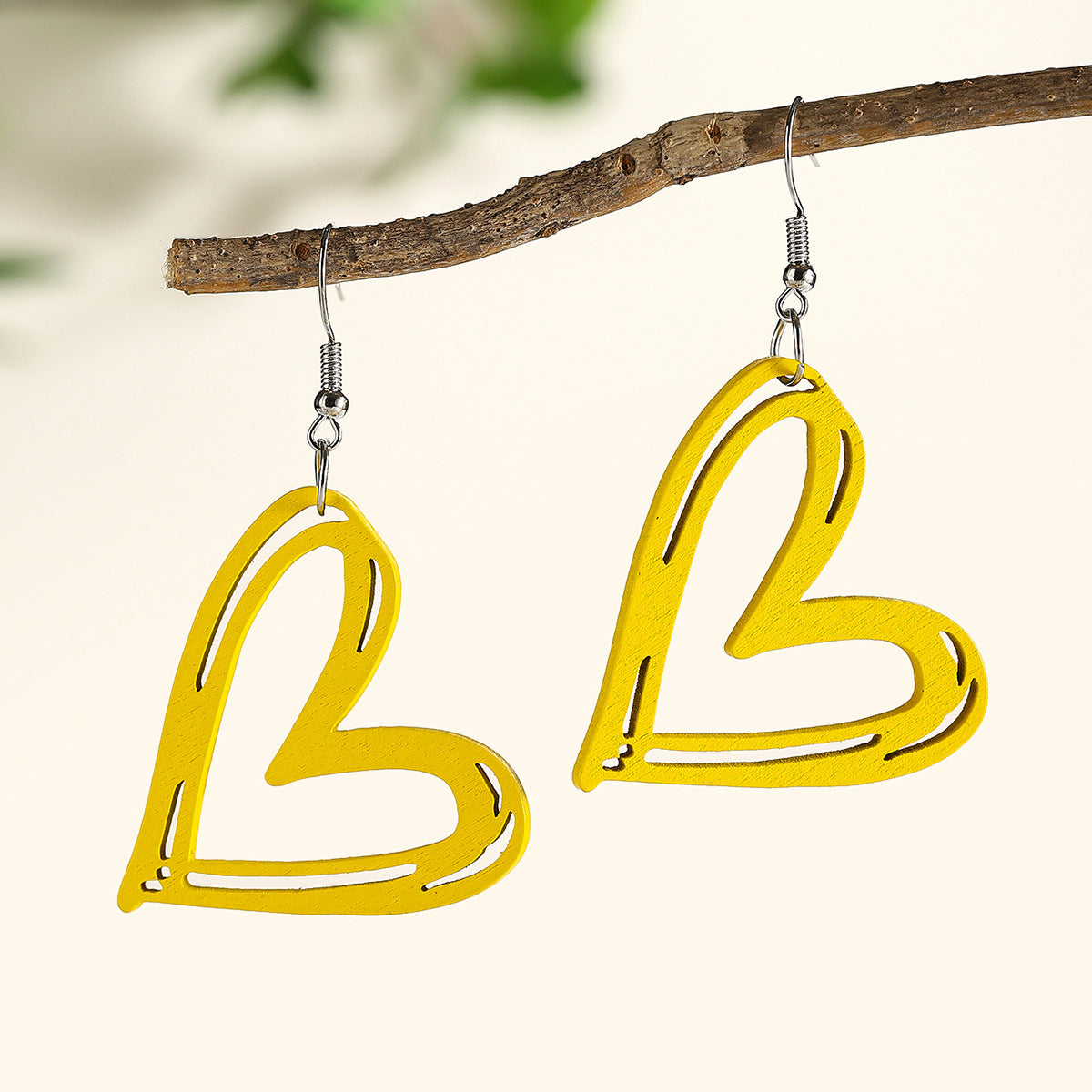 Wholesale Colorful Love Valentine' s Day Wood Earrings
