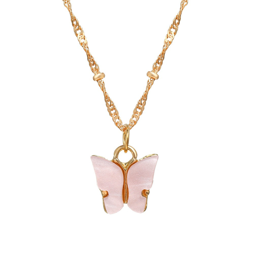 Wholesale High-grade Mother-of-pearl Butterfly Pendant Creative Simple Internet Celebrity Temperament Women's Clavicle Chain