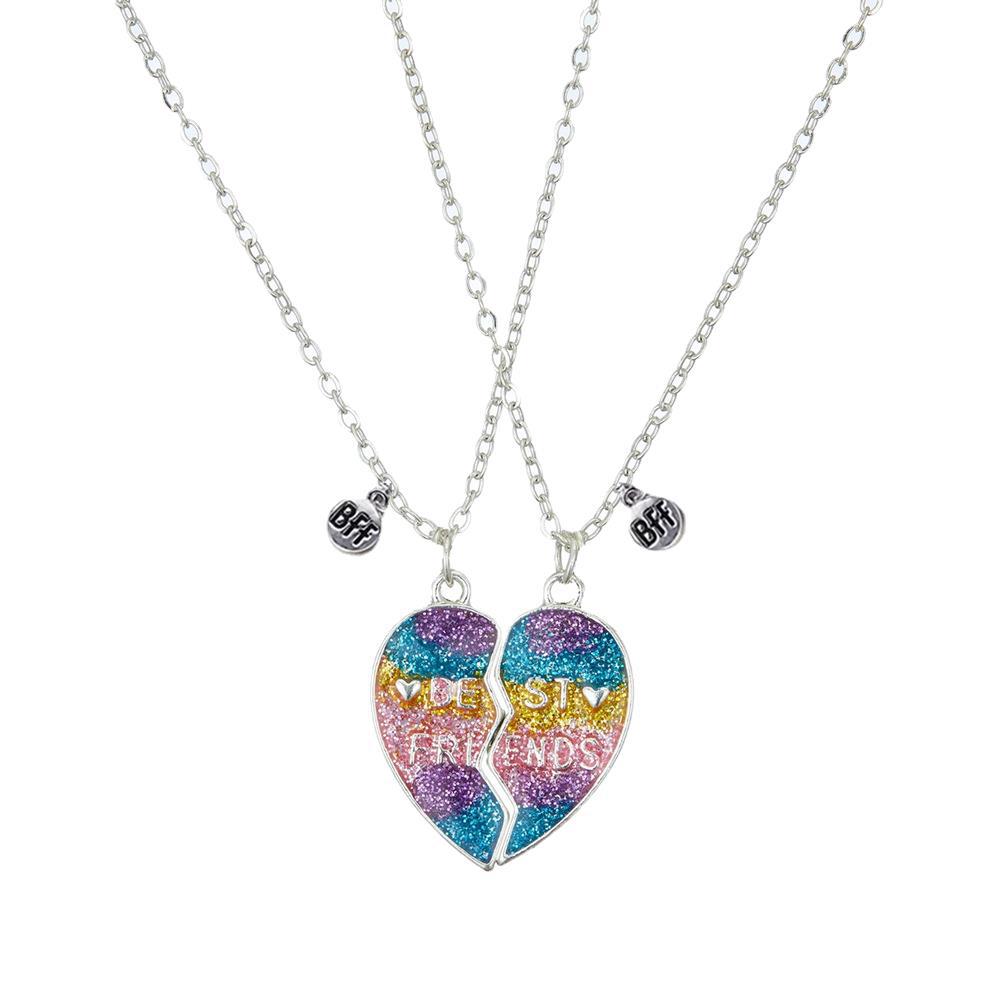 Wholesale Love Heart Gradient Drip Oil Magnet Pendant Necklaces
