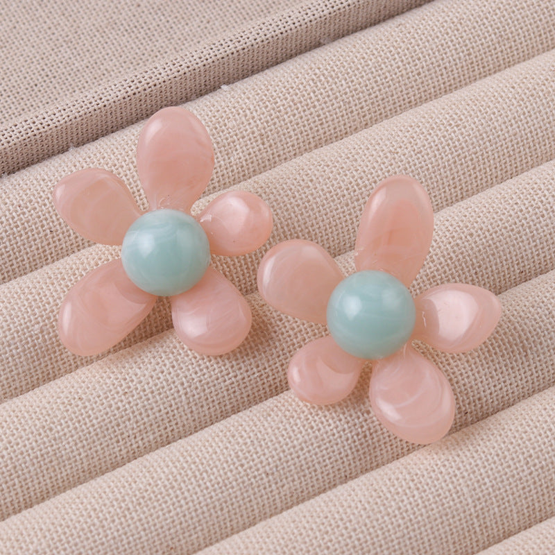 Wholesale Summer fresh earrings five-petal flower jelly color earrings