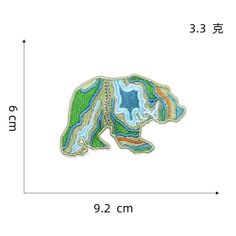 Wholesale Bear cloth outdoor colorful scenery hiking embroidery DIY Patches