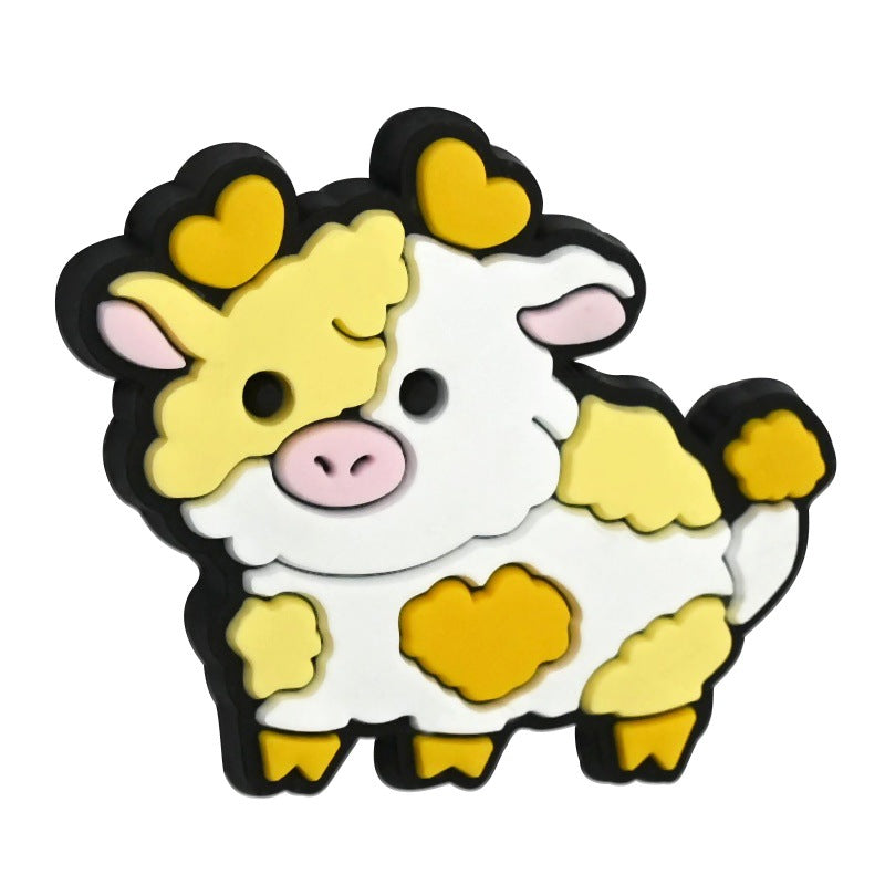 Wholesale Random 100pcs Cartoon Colorful Cow Series Pvc Soft Glue Double-Sided Focus Beads