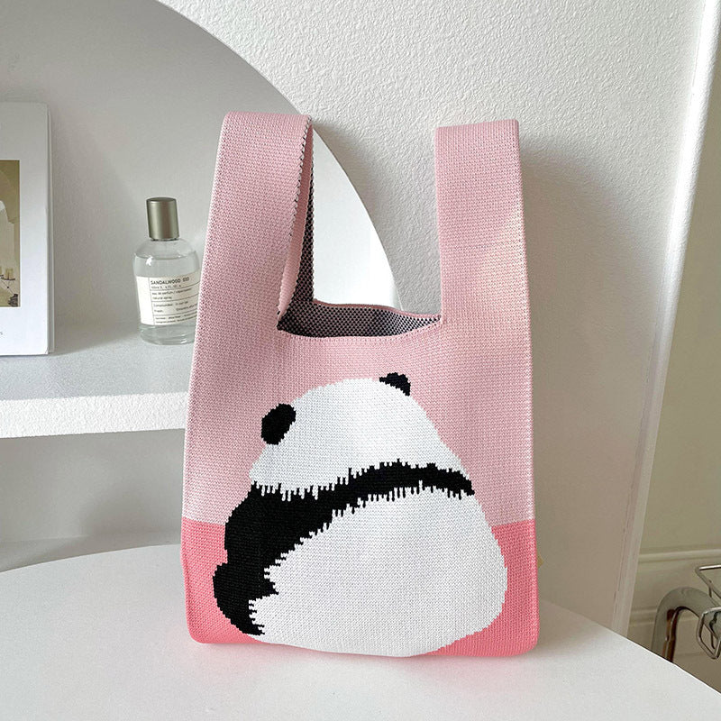 Wholesale Knitted Cute Panda Handbag