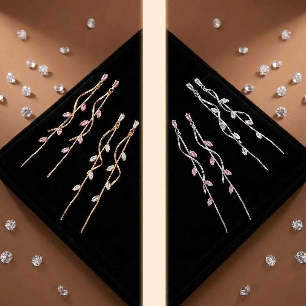 Wholesale Modern Twisted Rhinestone Tassel Earrings For Women Zinc Alloy Party Wear Jewelry Accessory