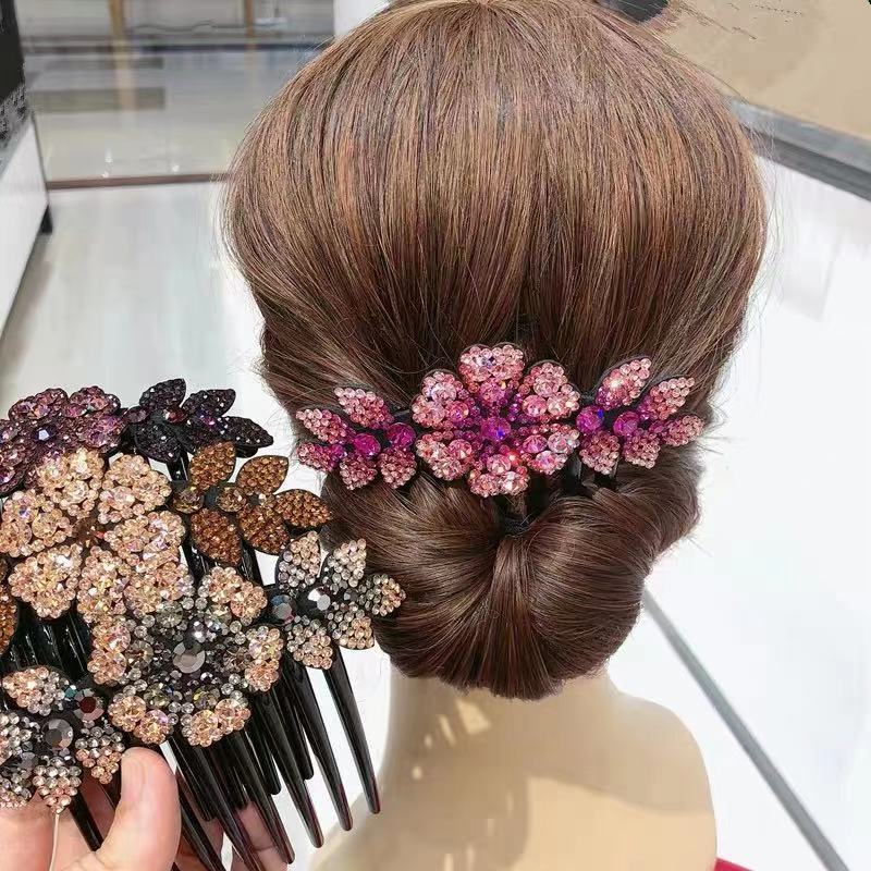 Wholesale Diamond Flower Hairpin Comb Hair Ponytail Clip