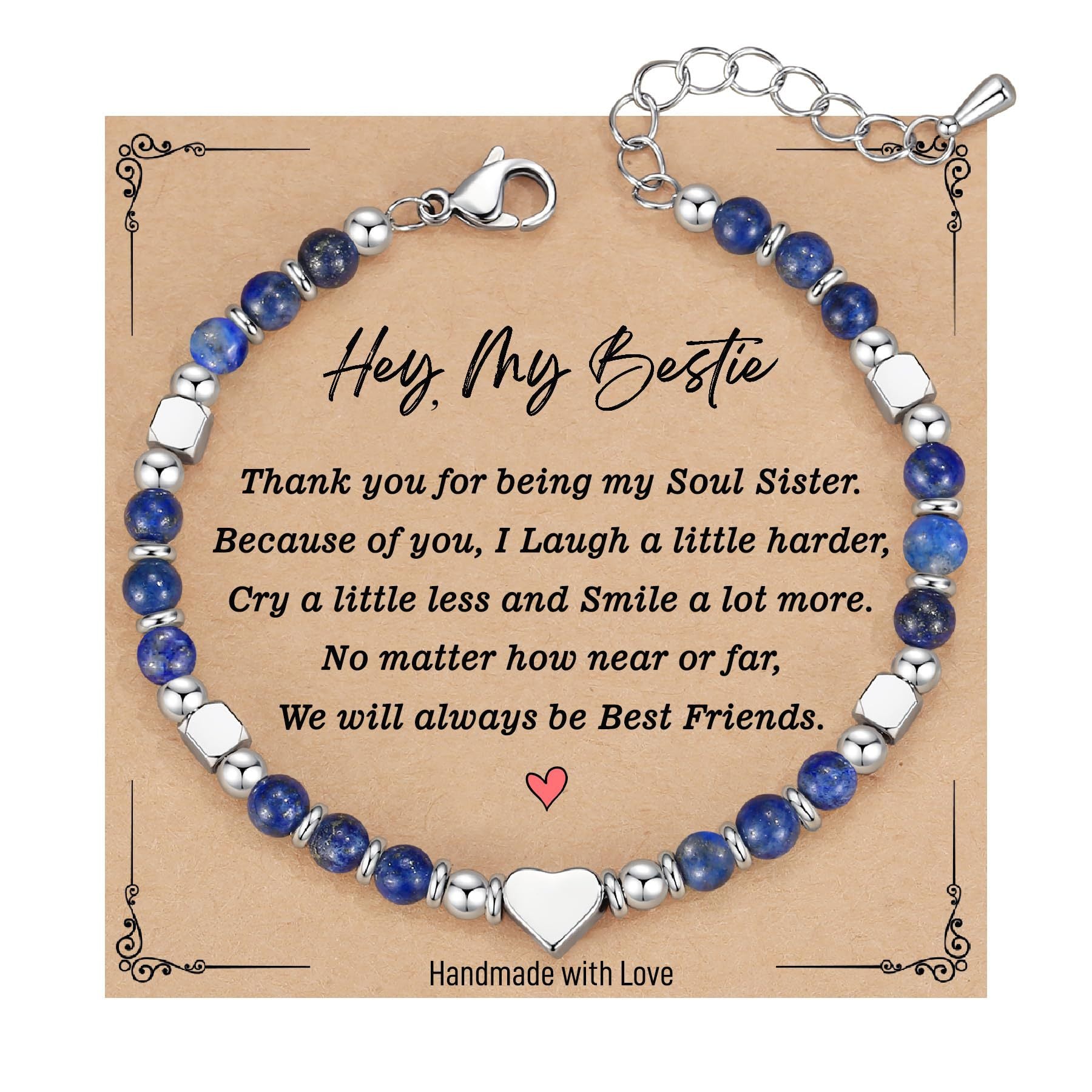 Wholesale  Natural Stone Crystal Peach Heart Colorfuled Beaded Stainless steel Bracelet