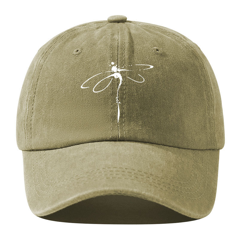 Wholesale Dragonfly Print Washed Distressed Baseball Cap