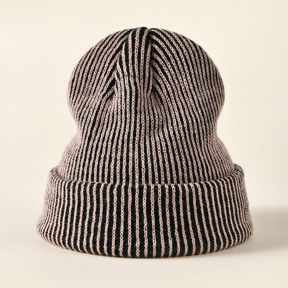 Wholesale Winter Striped Knitted Curled Brim Hats