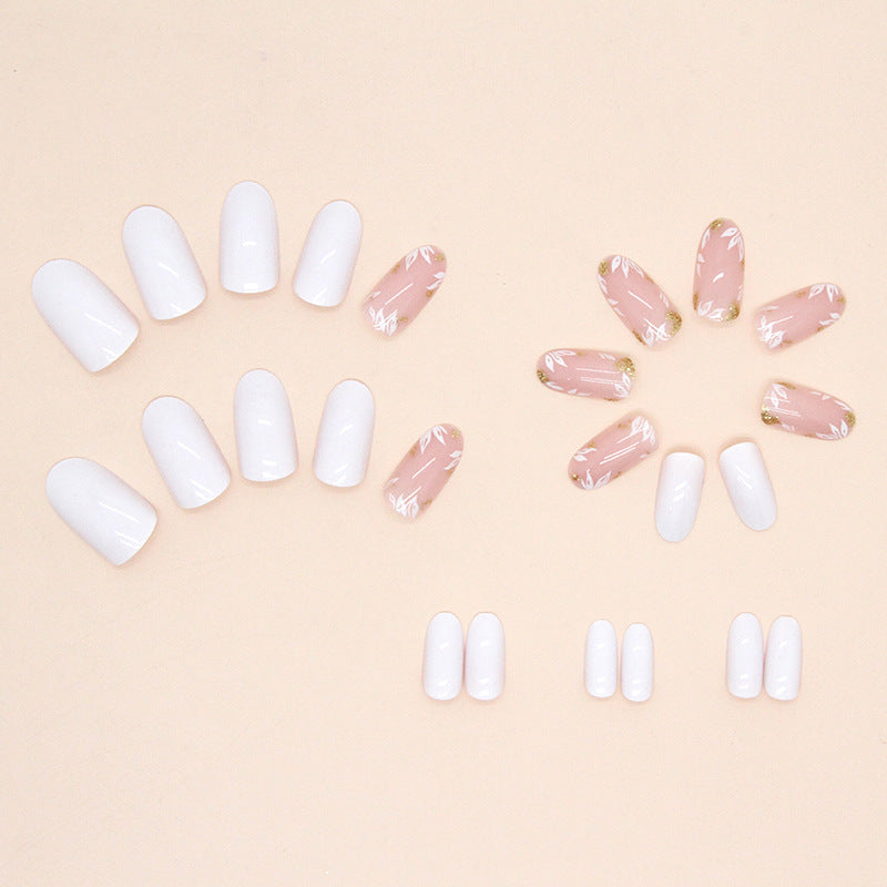 Wholesale Long Oval Round Head White Flower Nail Stickers