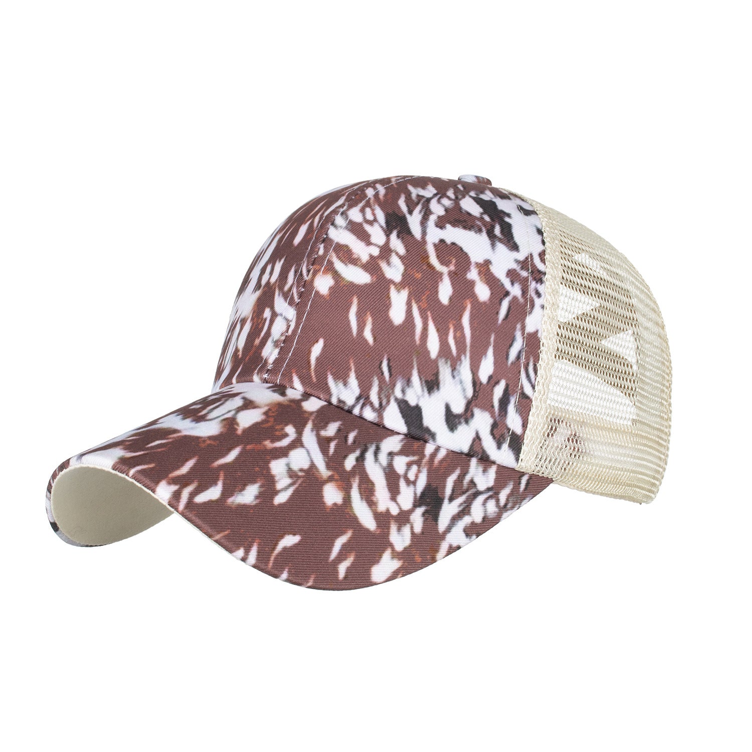 Wholesale Flame Cross Elastic Mesh Ponytail Baseball Cap
