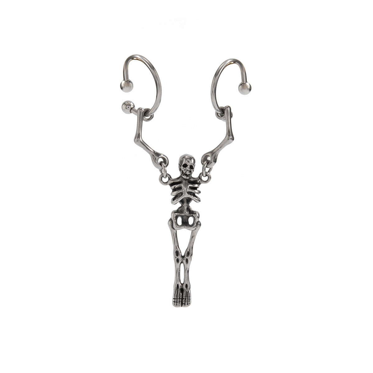 Wholesale Sweet and cool titanium steel skull ear bone earrings