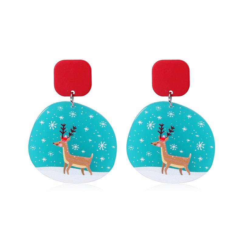 Wholesale Acrylic Christmas Earrings Festive Snowflake Snowman Wreath Design Trendy Jewelry Accessory Gift