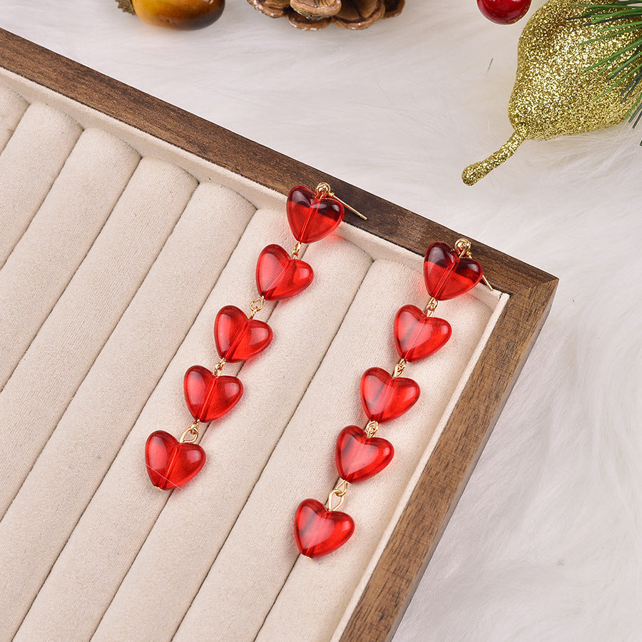 Wholesale Bow Peach Red Heart Resin Acrylic Earrings