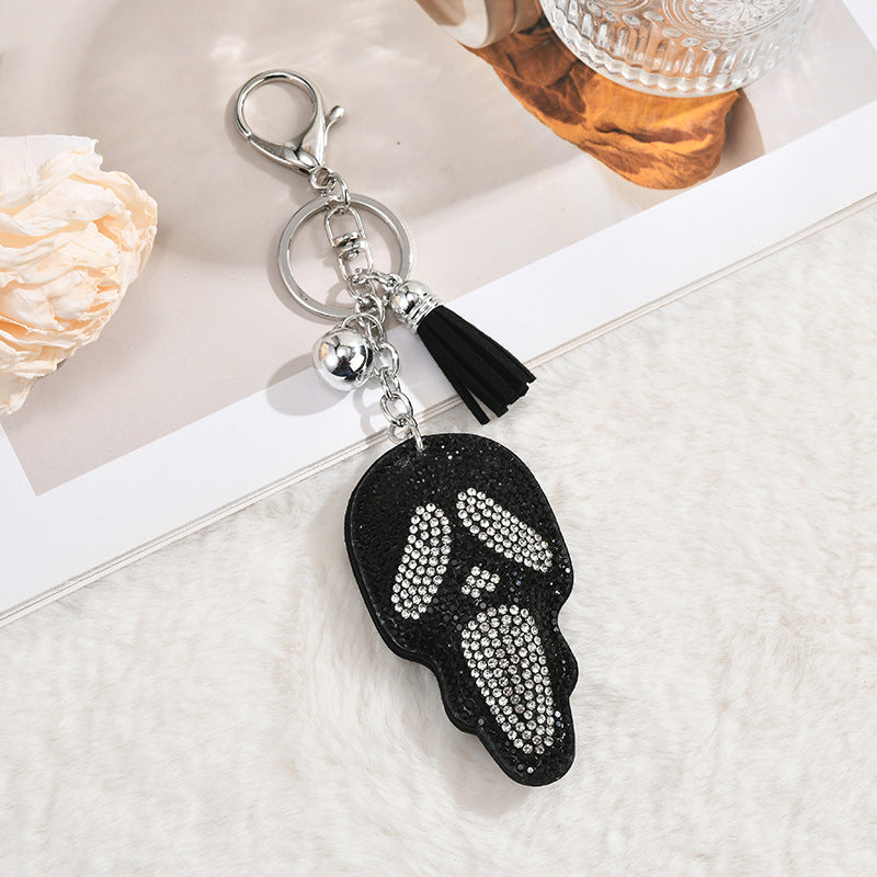 Wholesale Cartoon Skull-shaped Keychain with Rhinestones Hotfix Crystals