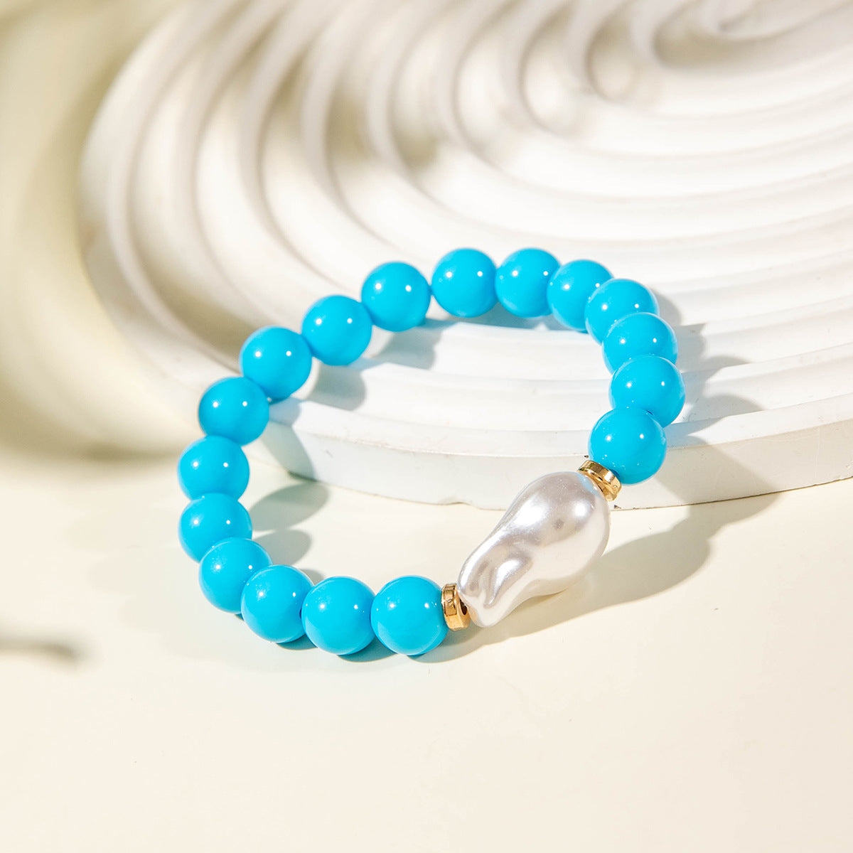 Wholesale fresh dopamine shaped imitation pearl color summer bracelet