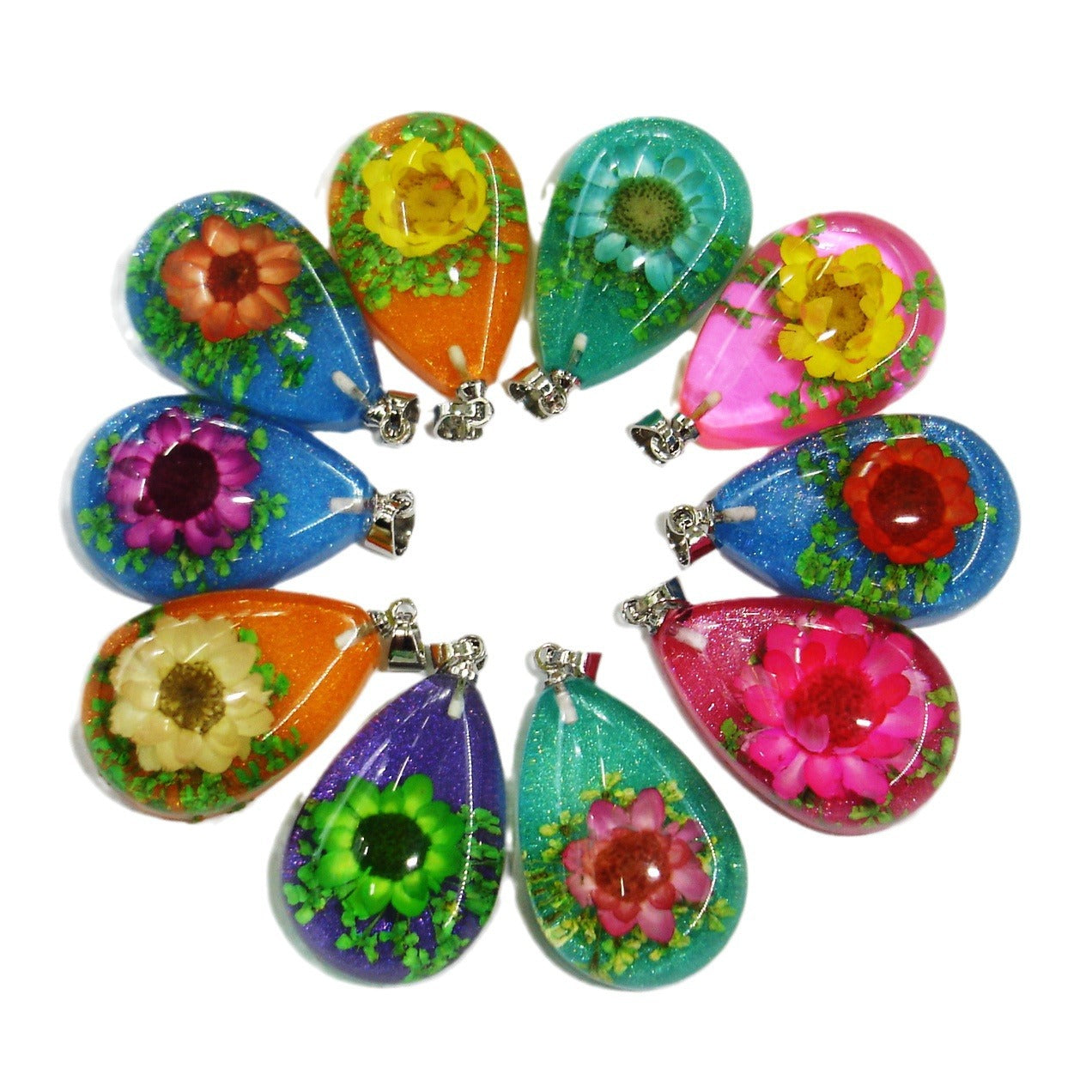 Wholesale 20pcs Resin Drop Glue Three-dimensional Real Flower Dried Flower Necklace