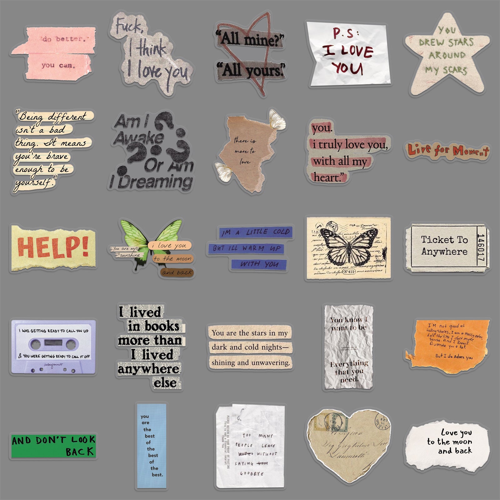 Wholesale 50pcs Transparent Fragment Stickers,  Waterproof Decorative DIY Stickers