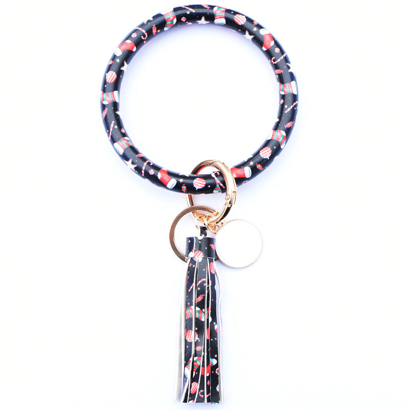 WholesalePU Leather Tassel Bracelet Keychain