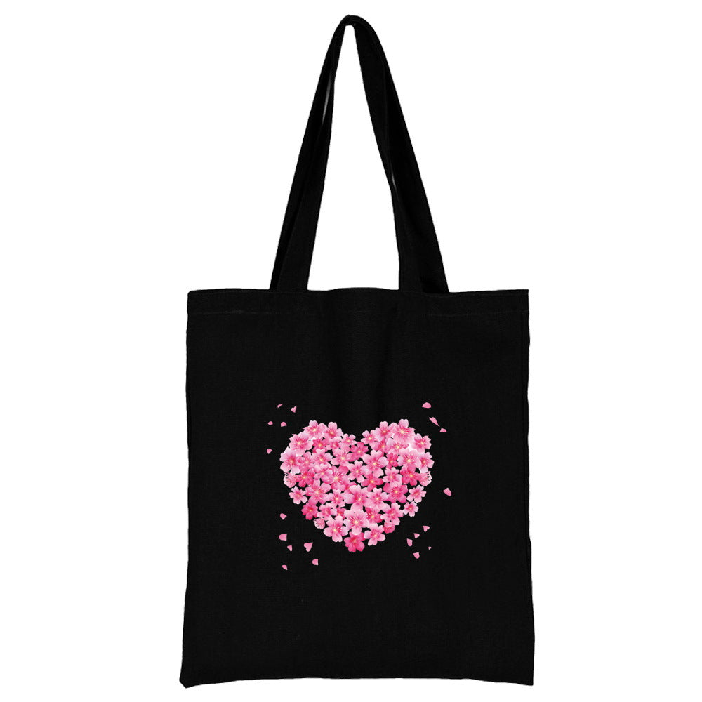 Wholesale Love Pattern Printed Canvas Bag Environmental Protection Handbag Shopping Bag