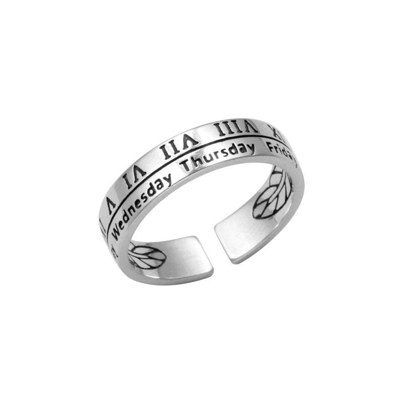 Wholesale Roman Numeral Ring Women's New Fashionable Cold Wind Men's Finger Ring Tanabata to Send Girlfriend Couple to Ring