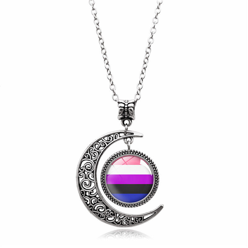 Wholesale Rainbow Moon Pendant Necklaces
