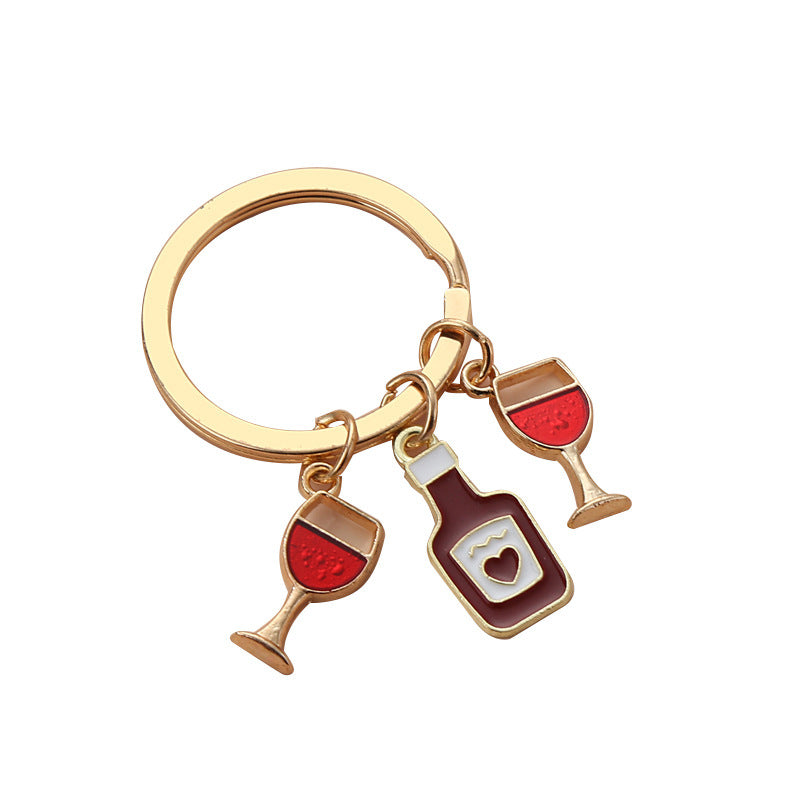 Wholesale Red Wine Beer Oil Drop Alloy Keychain