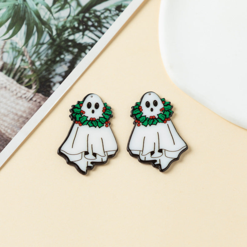 Wholesale 10pcs Double Sided Acrylic Christmas Ghost Pendant Accessories