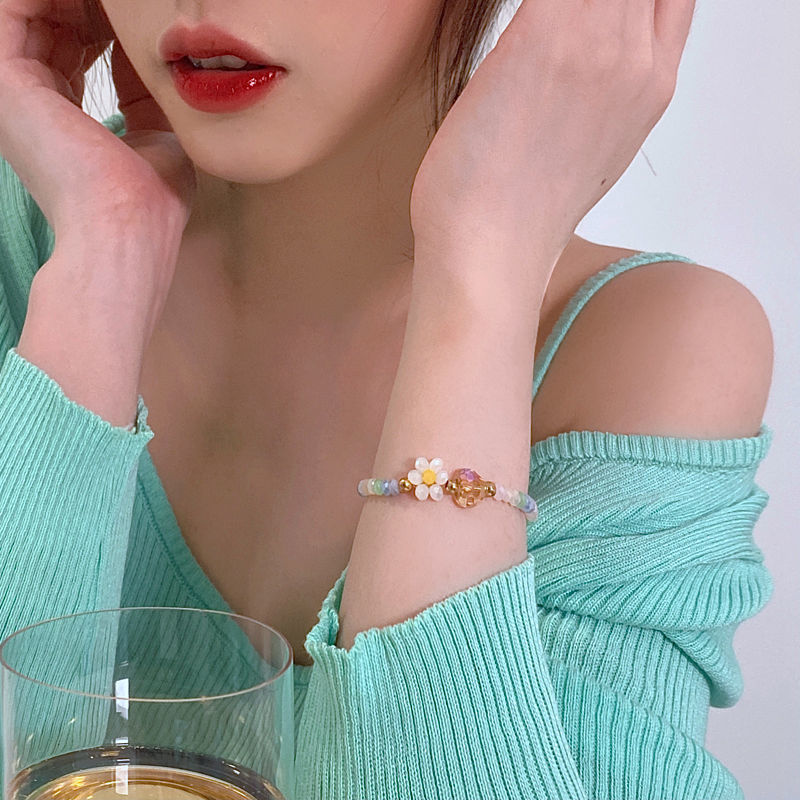 Wholesale Flower Colorful Crystal Beads Bracelet
