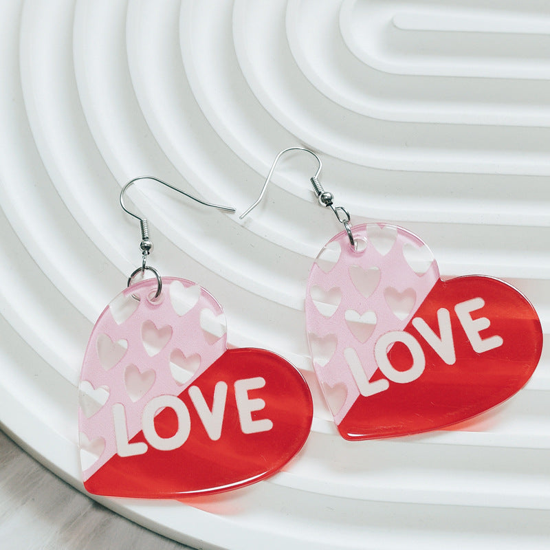 Wholesale Valentine's Day Double Sided Love Acrylic LOVE Red Lips Love Envelope Earrings